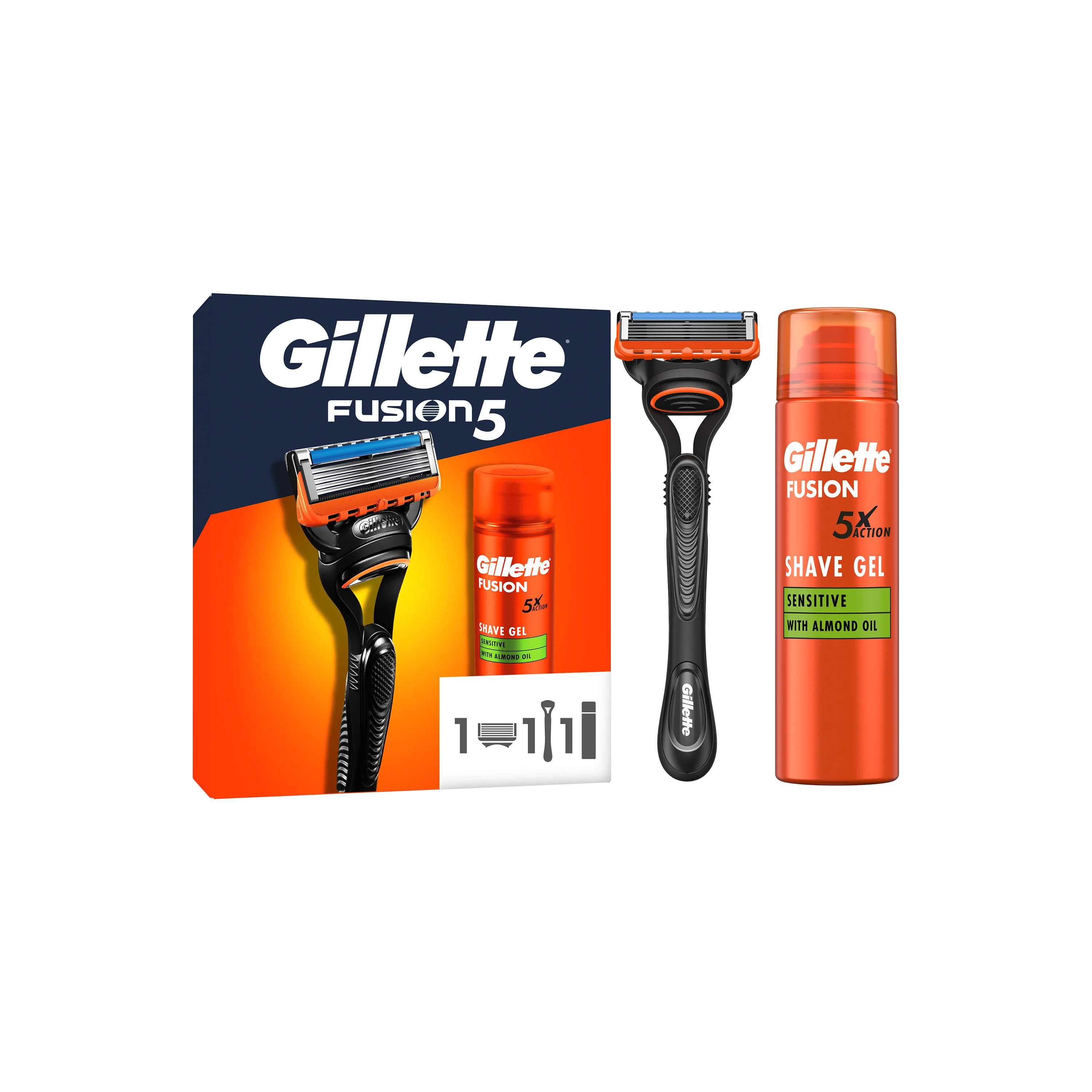 Gillette Fusion5 Xmass Zestaw maszynka do golenia + 1 głowica + żel do golenia, 200 ml