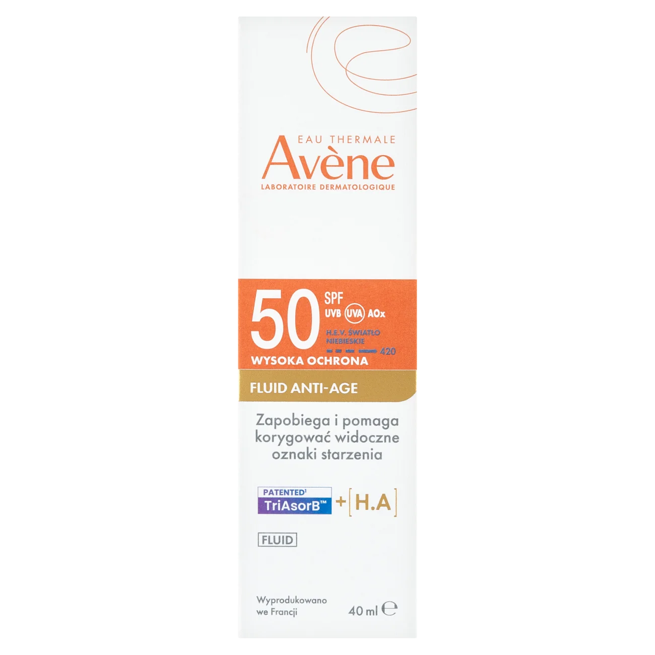 Avène Wysoka ochrona przeciwsłoneczna fluid anti-age SPF 50, 40 ml