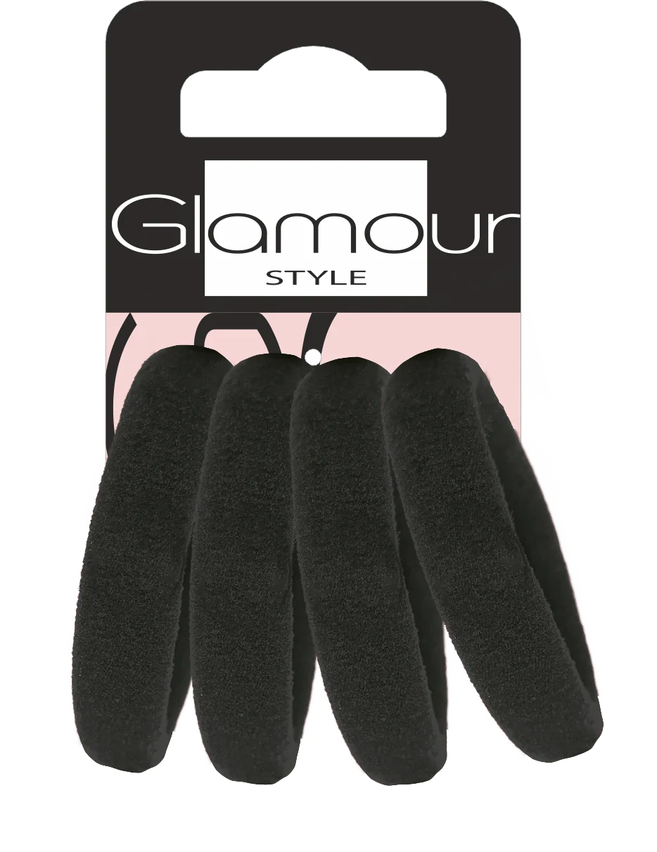 Glamour gumki do włosów czarne z perełkami, 4 szt.