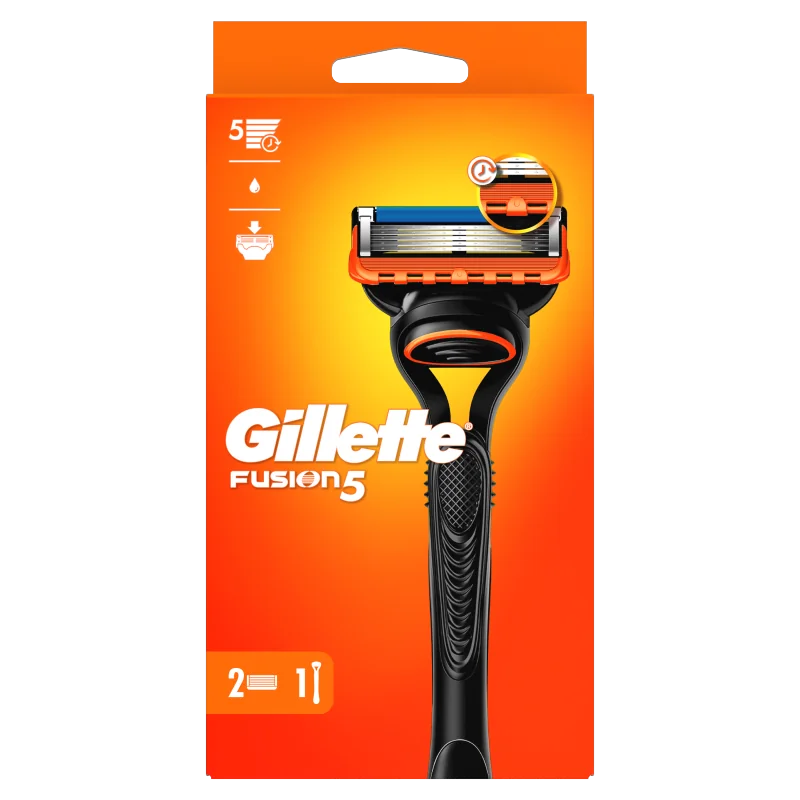 Gillette Fusion5 maszynka do golenia z 2 wymiennymi ostrzami dla mężczyzn, 1 szt.
