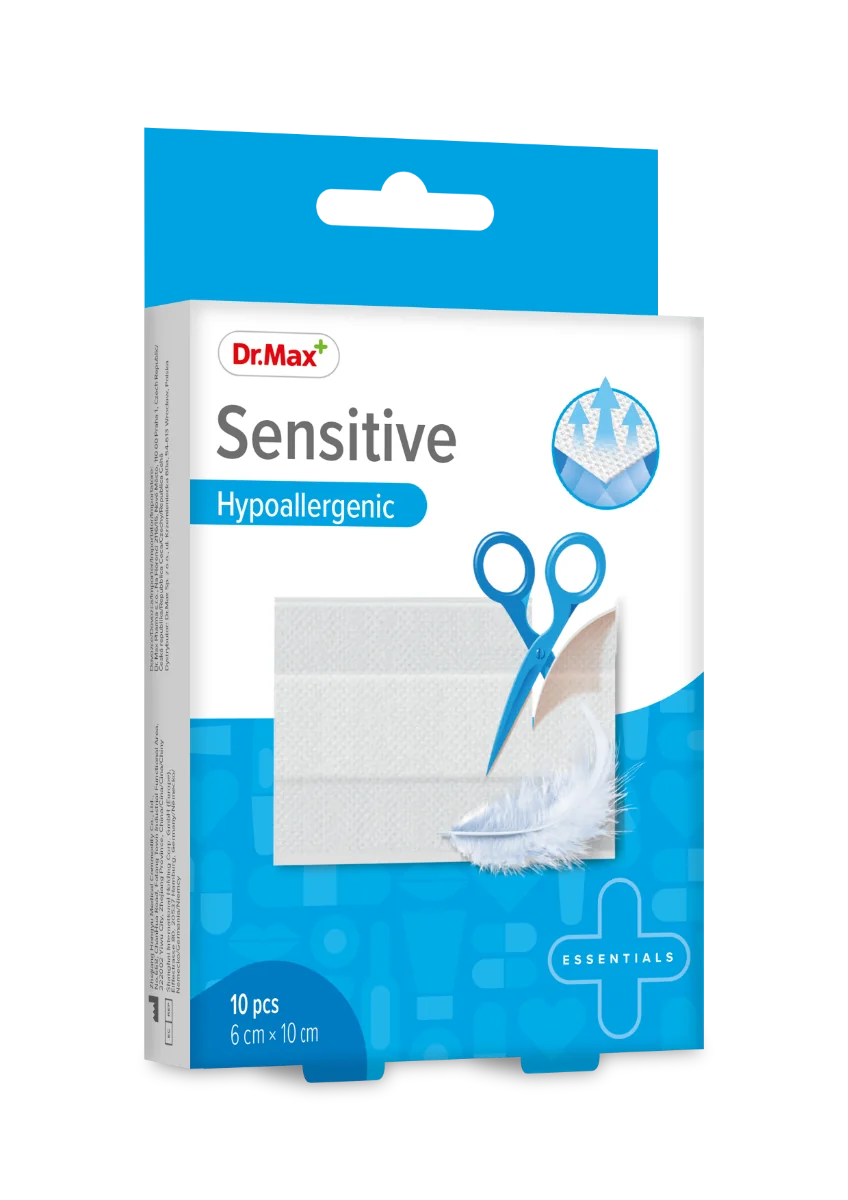 Plasters Sensitive Dr. Max hipoalergiczne plastry, 6 cm x 10 cm, 10 sztuk