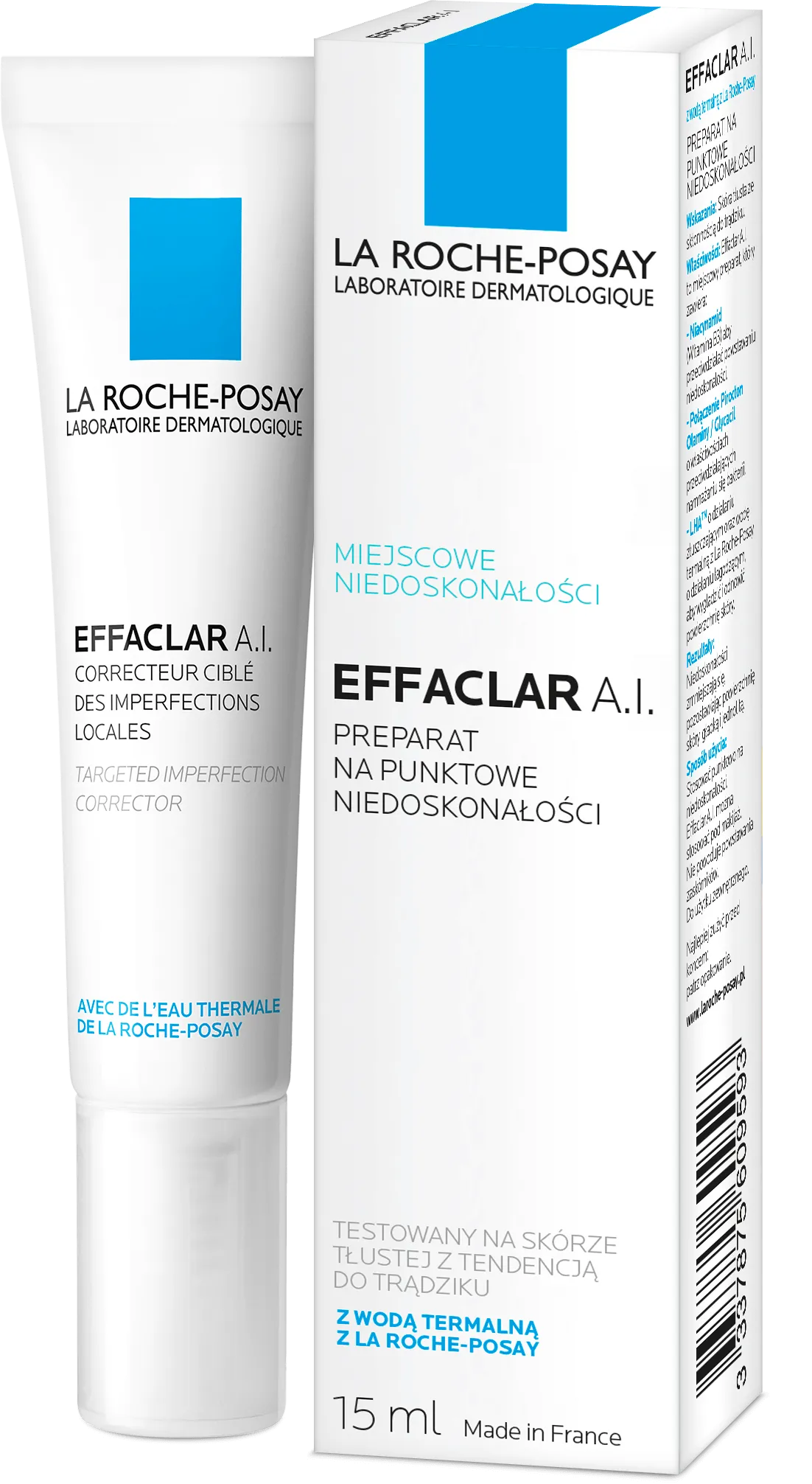 La Roche-Posay Efafaclar Al, krem skóra tłusta, 15 ml 