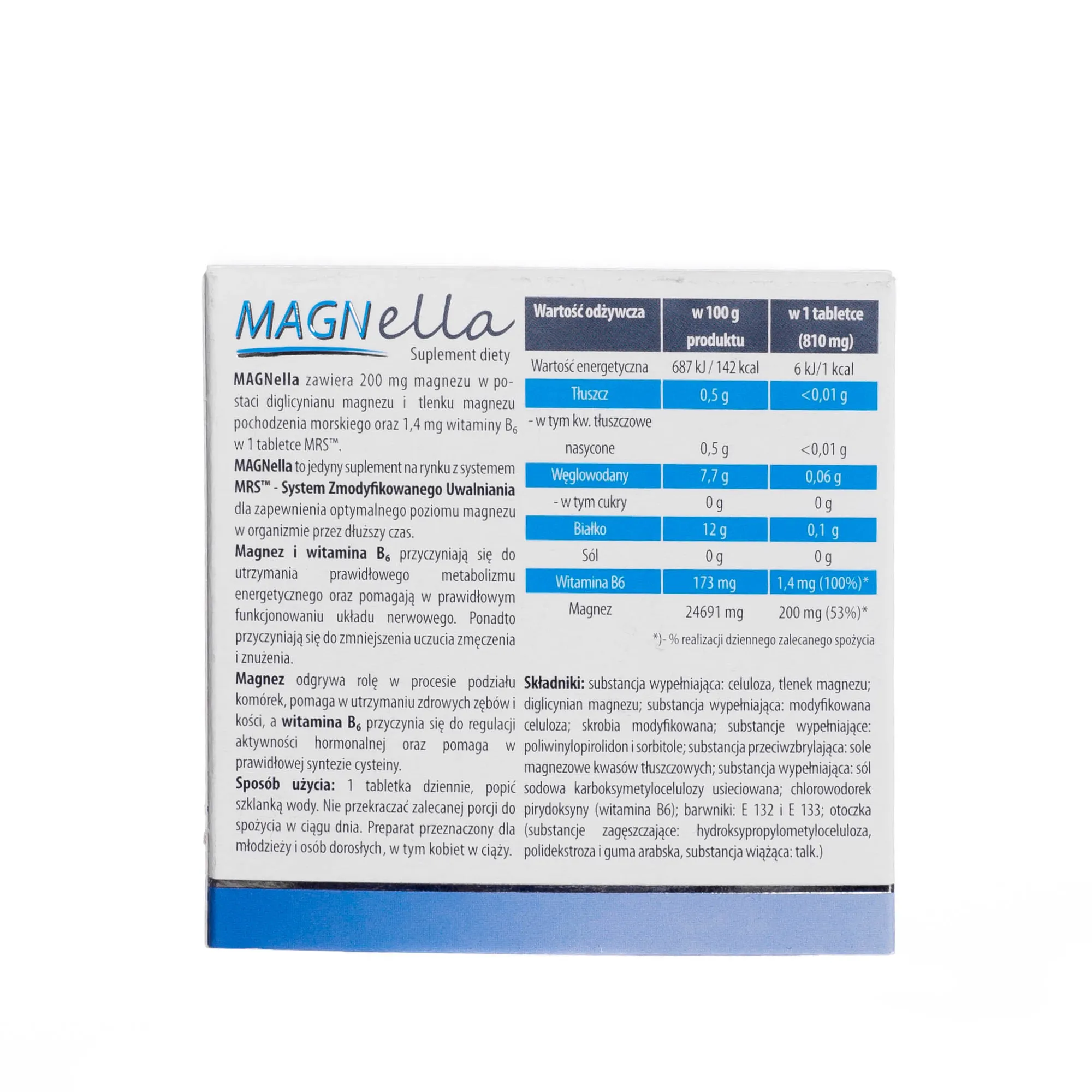 MAGNella, suplement diety zawierający chelat magnezu, 42 tabletki 
