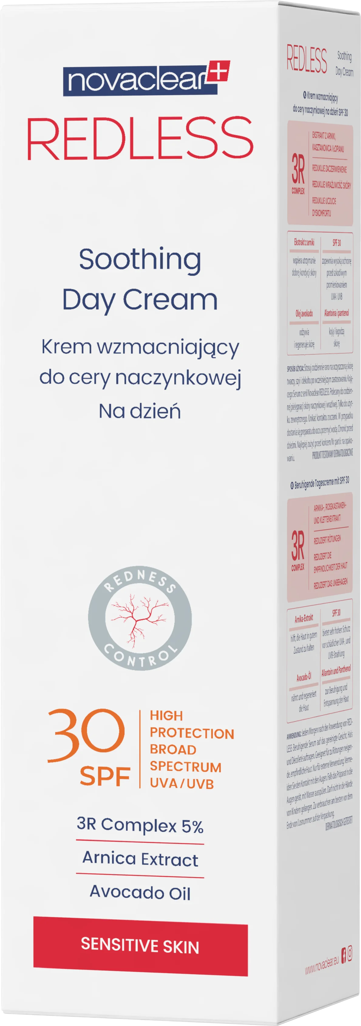 Novaclear Redless krem wzmacniający do cery naczynkowej na dzień SPF 30, 50 ml
