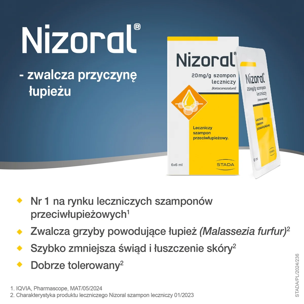 Nizoral szampon leczniczy, 6 x 6 ml