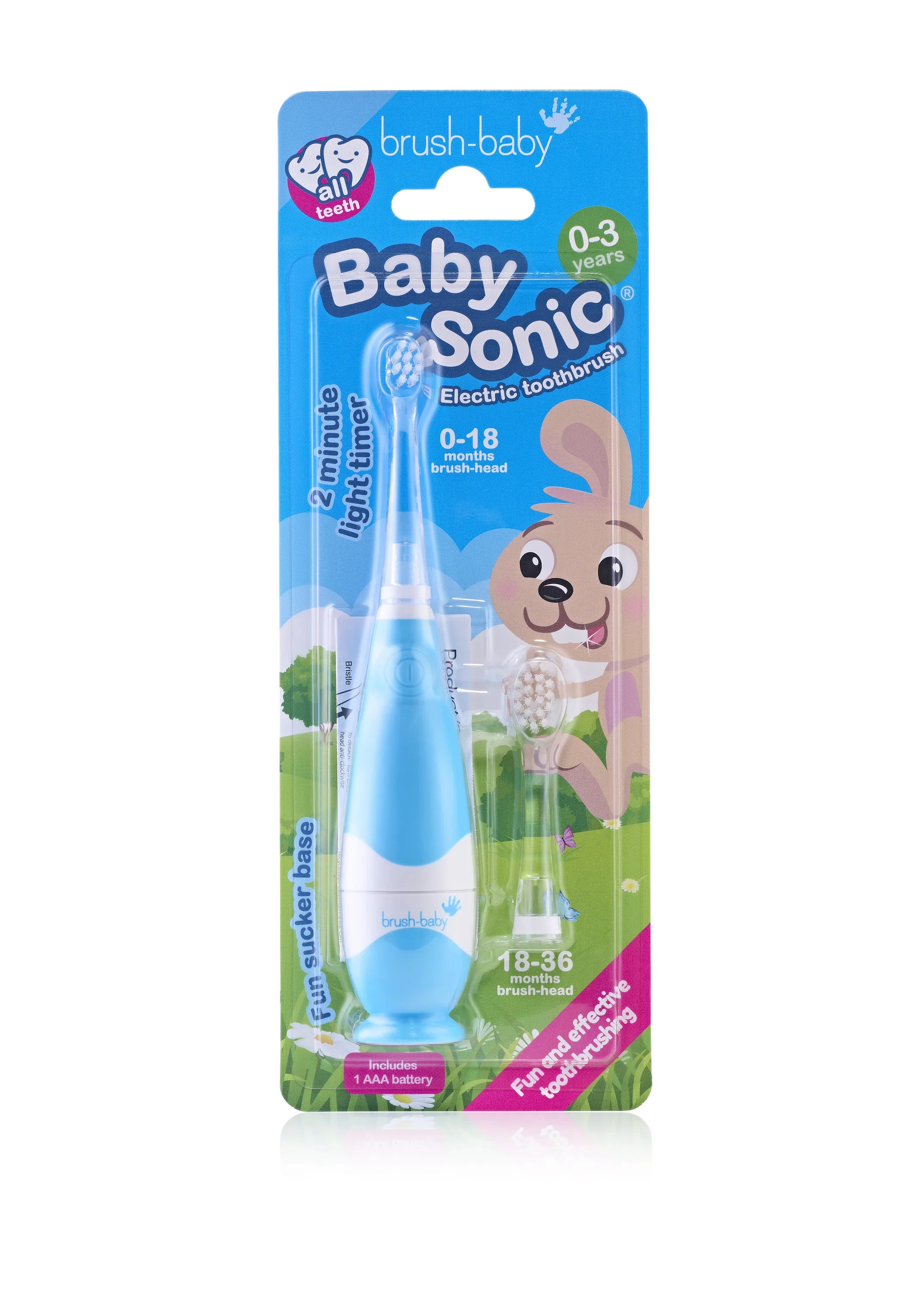 Brush-Baby BabySonic szczoteczka soniczna dla dzieci w wieku 0-3 lat Blue, 1 sztuka
