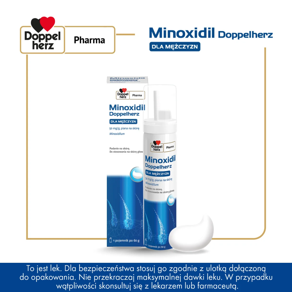 Minoxidil Doppelherz Dla mężczyzn 50 mg/g piana na skórę, 60 g