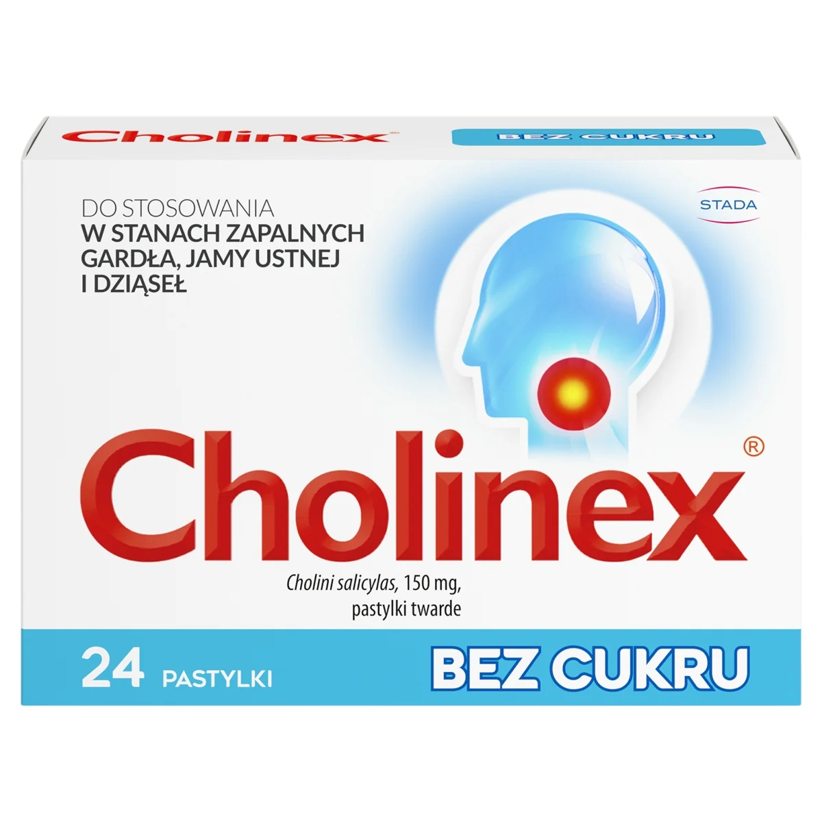 Cholinex bez cukru 150 mg, 24 pastylki twarde