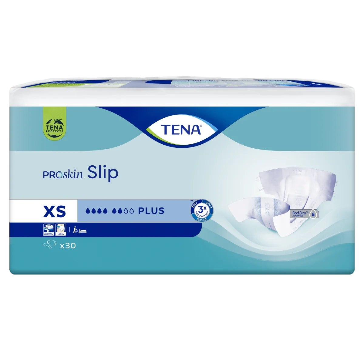 TENA ProSkin Slip Plus pieluchomajtki z rzepami XS, 30 sztuk