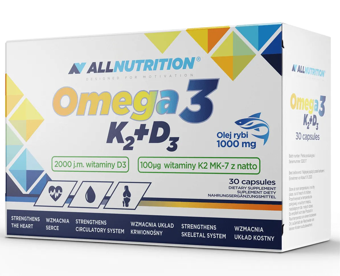 Allnutrition Omega 3 K2+D3, suplement diety, 30 kapsułek
