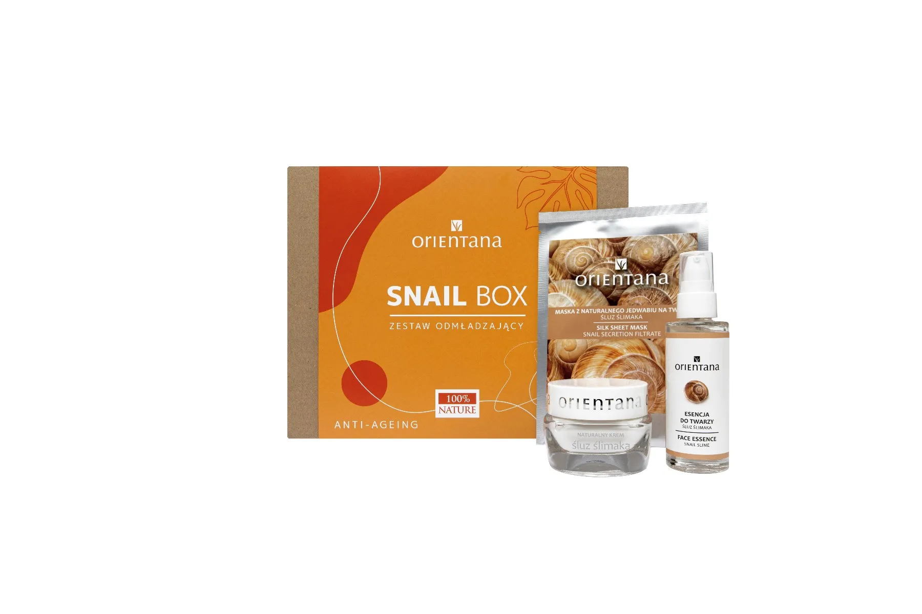Orientana Snail Box zestaw odmładzający dla kobiet, 50 ml + 50 ml + 1 szt.