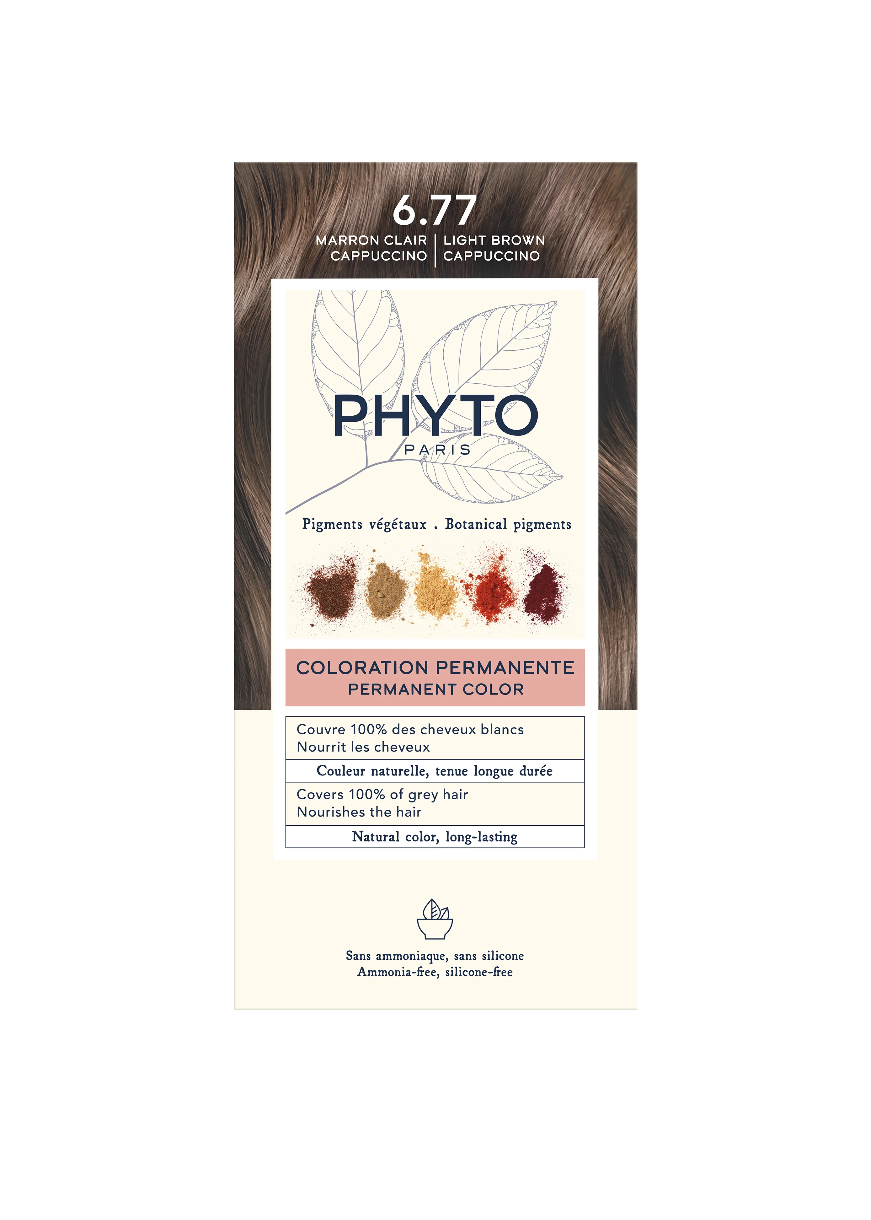 Phyto Color, farba do włosów, 6.77 jasny brąz, cappuccino, 1 opakowanie