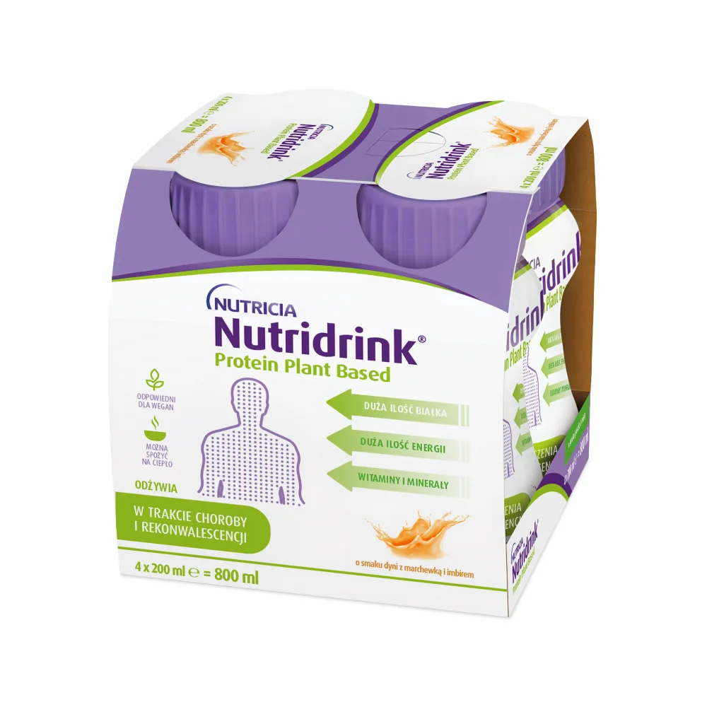 Nutridrink Protein Plant Based o smaku dyni z marchewką i imbirem, 4 x 200 ml