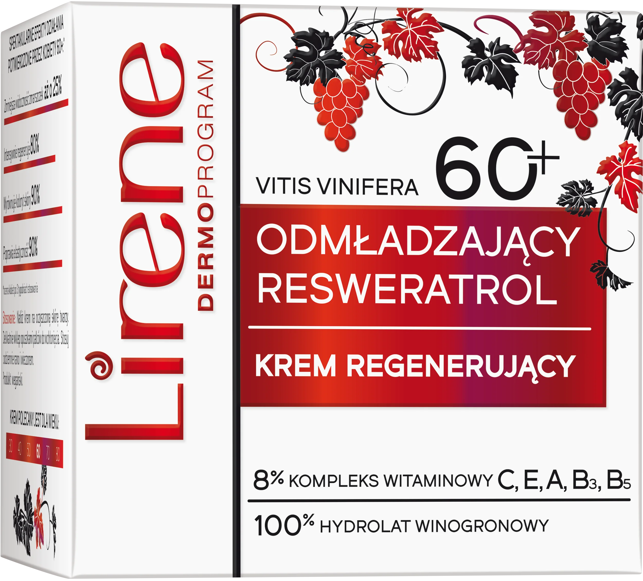 Lirene Odmładzający Resweratrol krem regenerujący do twarzy 60+ na dzień i na noc, 50 ml