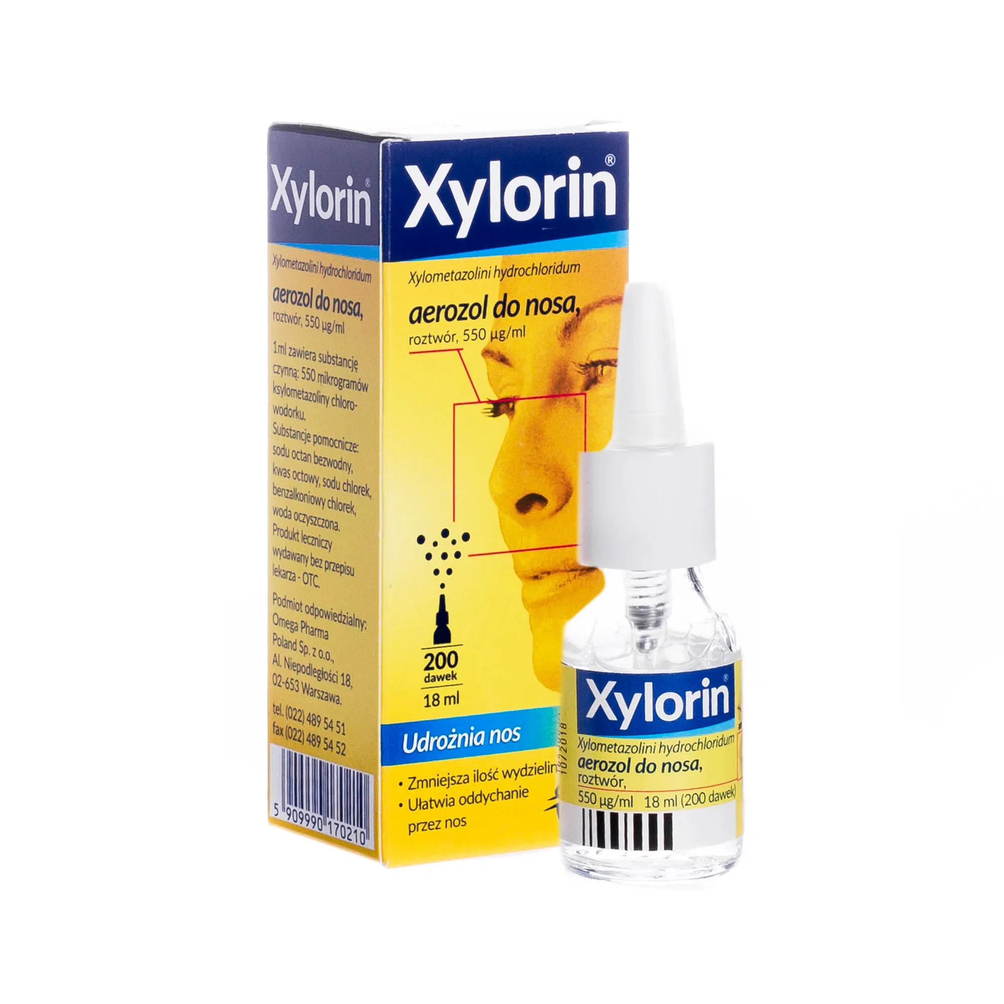 Xylorin, 550 μg/ml, aerozol do nosa, 18 ml