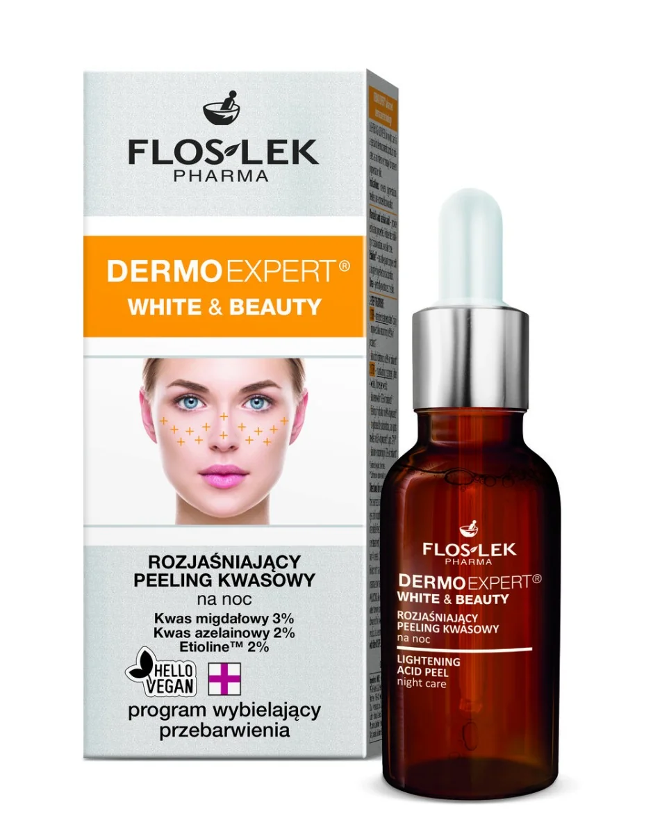 Floslek Dermoexpert White & Beauty rozjaśniający peeling kwasowy na noc, 30 ml