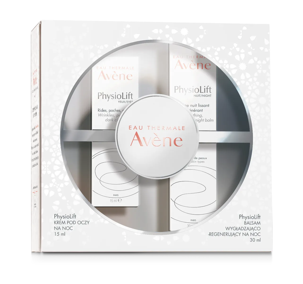 Avene PhysioLift NOC zestaw : balsam wygładzająco-regenerujący + krem pod oczy, 30 ml + 15 ml