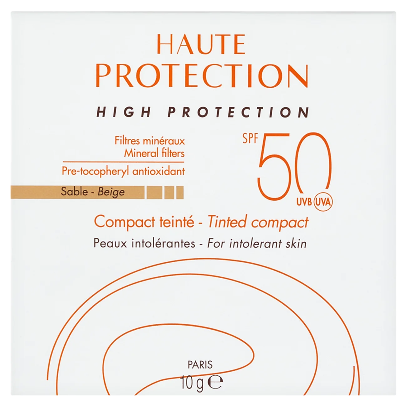 Avene, kompakt mineralny, piaskowy, SPF 50, 10 g podkład piaskowy SPF 50+, 10 g