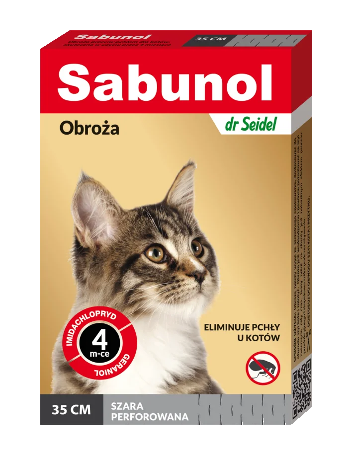dr Seidel Sabunol obroża przeciw pchłom dla kotów szara, 1 szt.