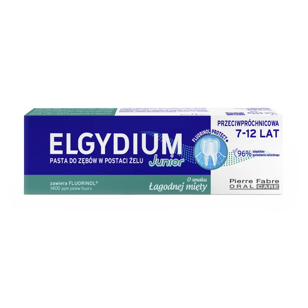 Elgydium Junior Łagodna Mięta pasta do zębów dla dzieci 7-12 lat, 50 ml