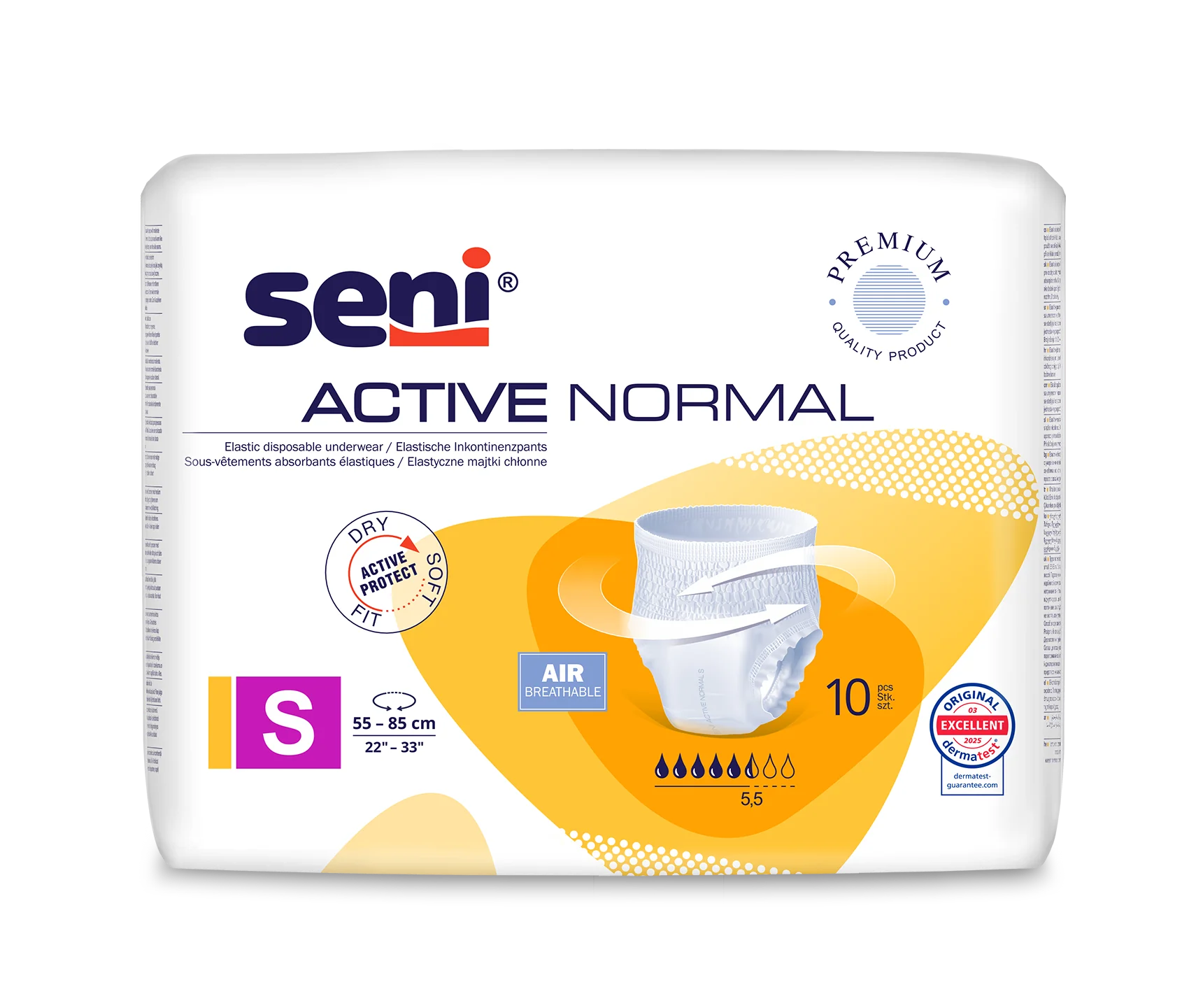 Seni Active Normal elastyczne majtki chłonne, rozmiar S, 55-85 cm, 10 szt.