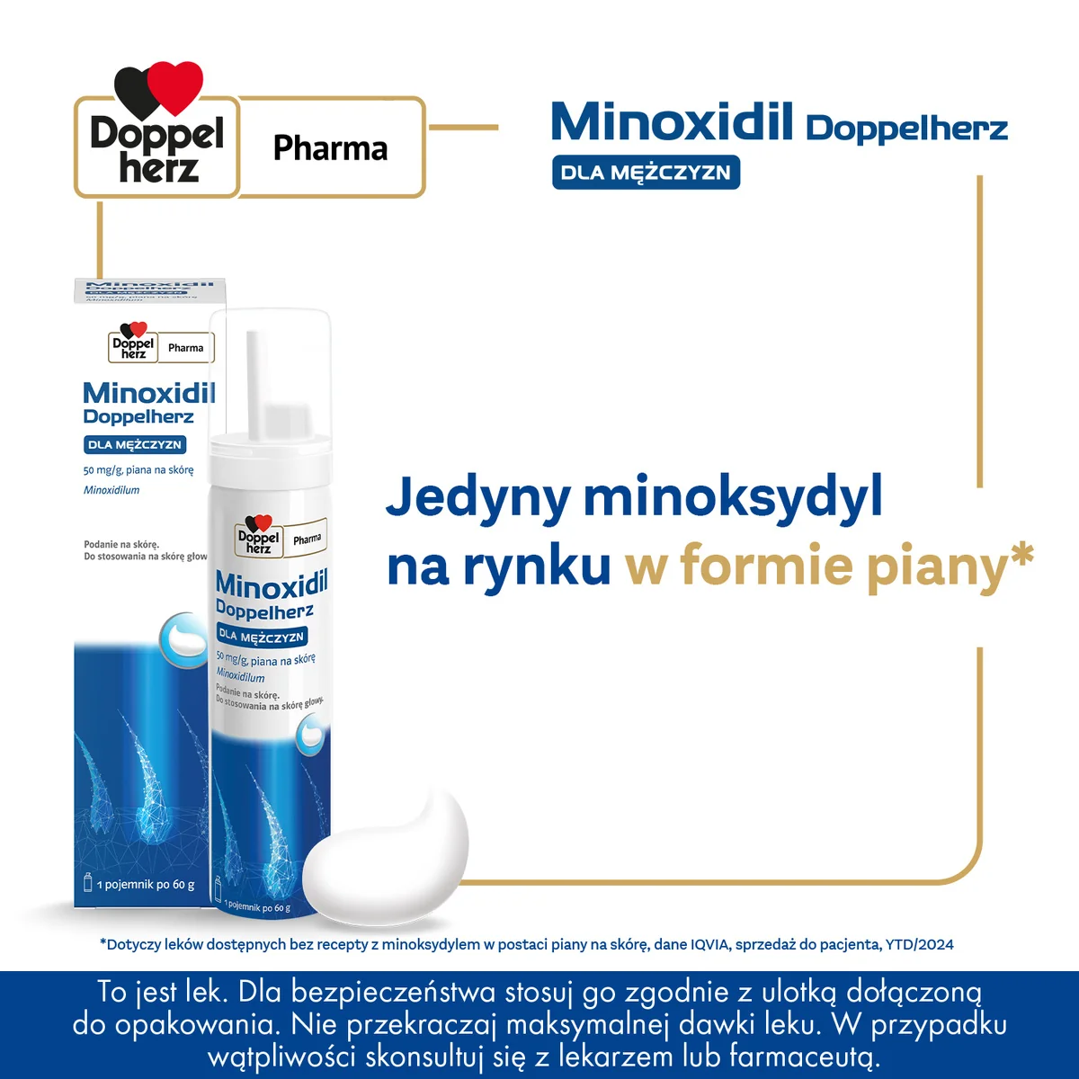 Minoxidil Doppelherz Dla mężczyzn 50 mg/g piana na skórę, 60 g