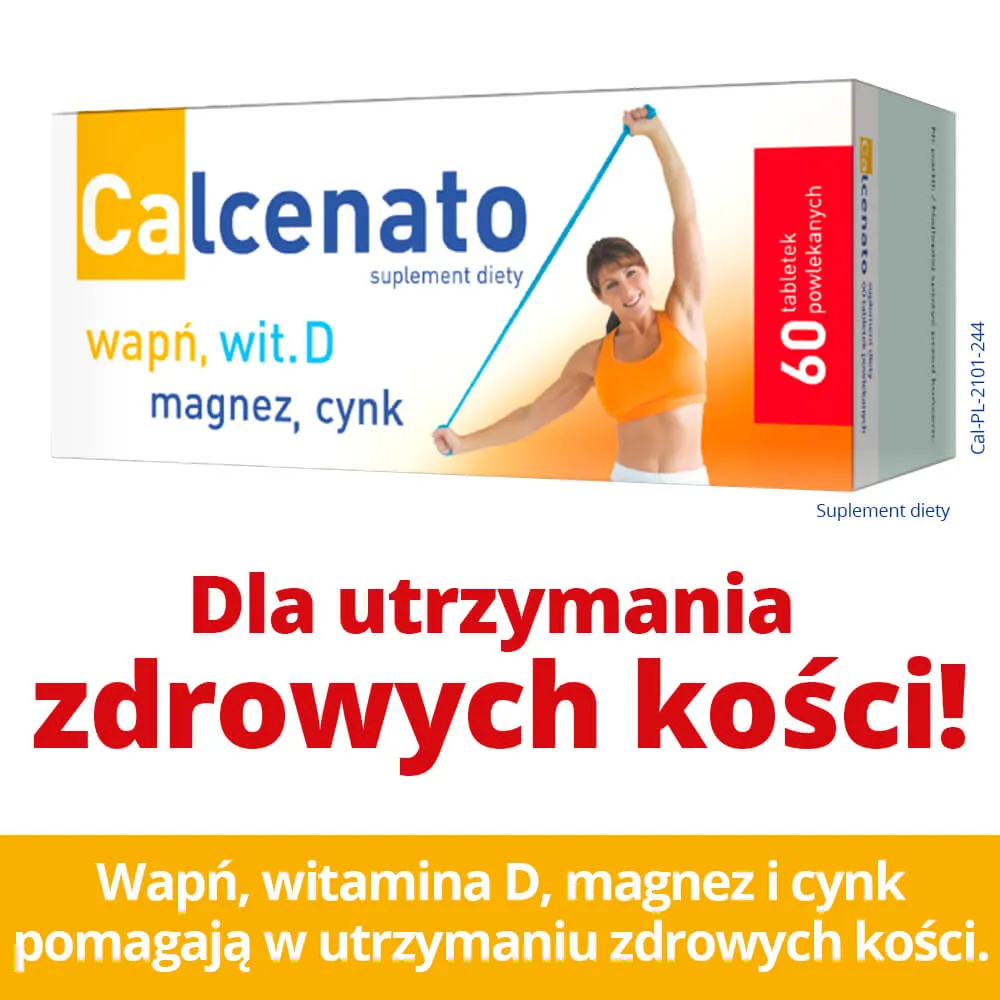 Calcenato, suplement diety wapń, wit. D, magnez, cynk, 60 tabletek powlekanych 