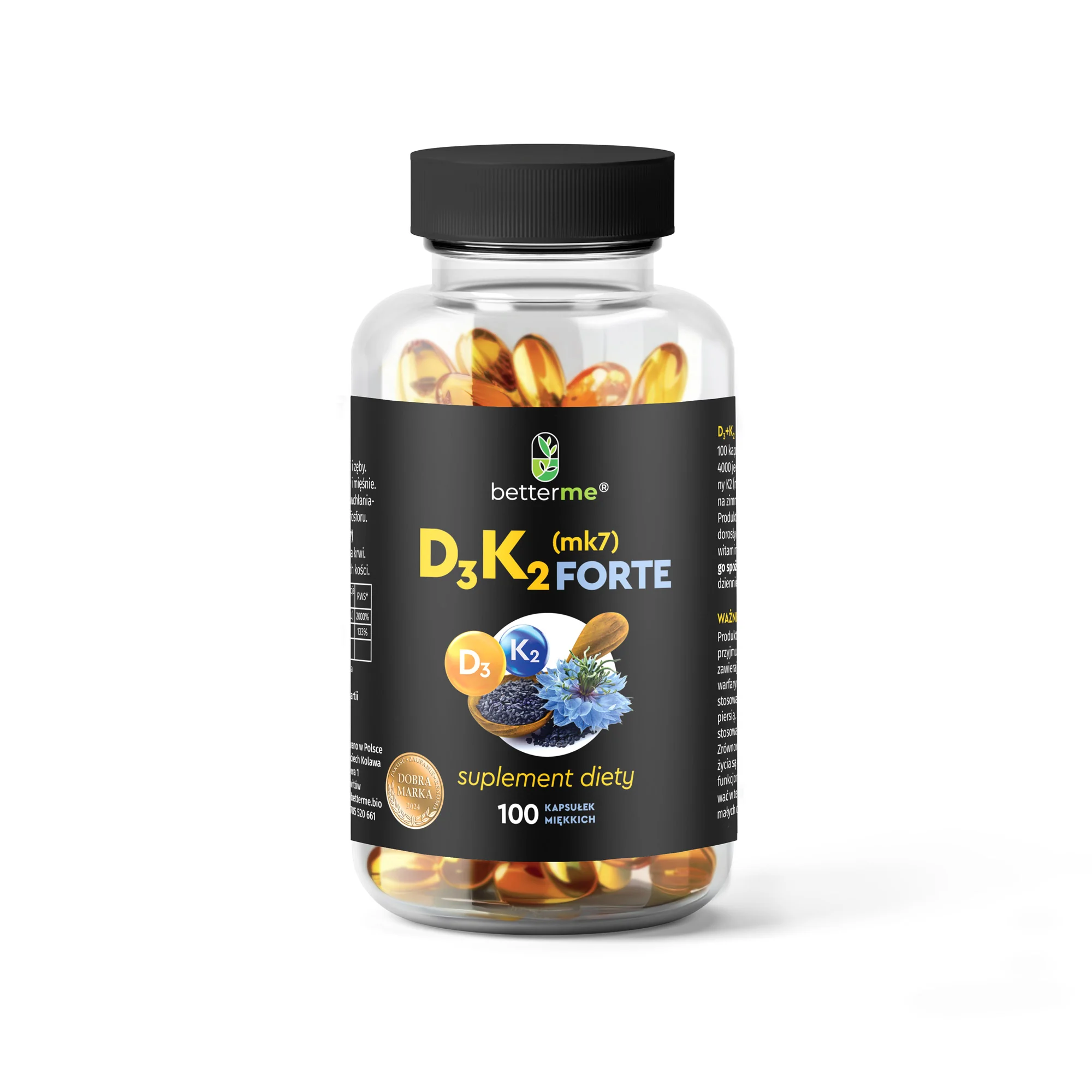 BetterMe D3+K2 MK7 Forte 100 kapsułek