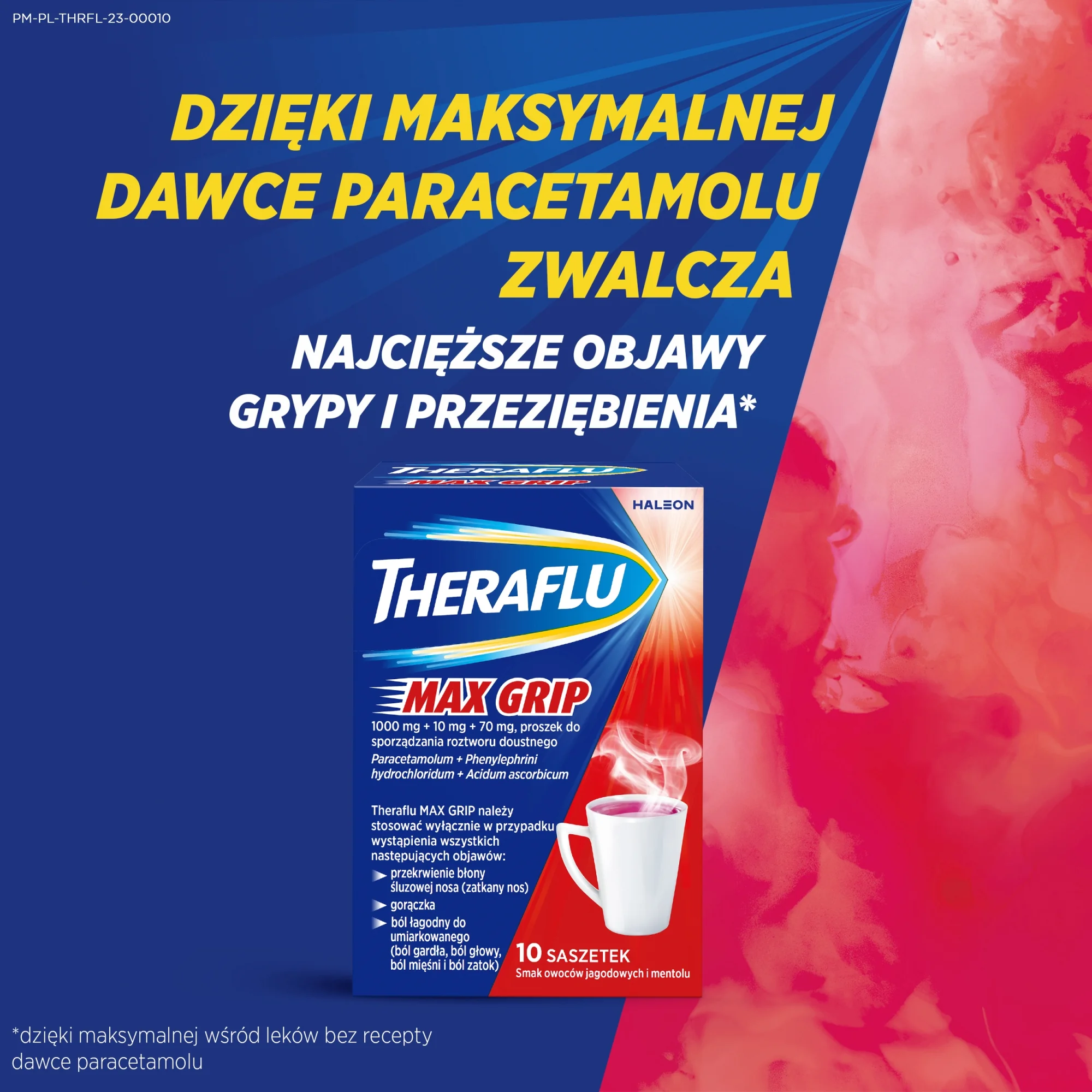 Theraflu Max Grip 1000 mg + 70 mg + 10 mg 10 saszetek