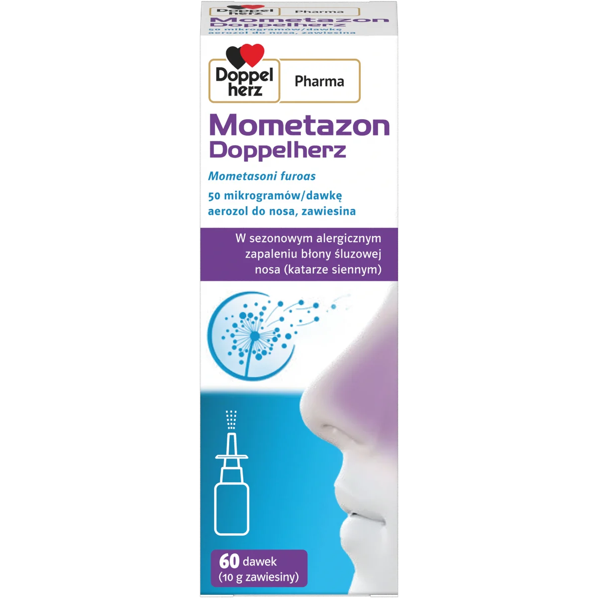 Doppelherz Mometazon 50 mcg/ dawkę aerozol do nosa, zawiesina, 60 dawek
