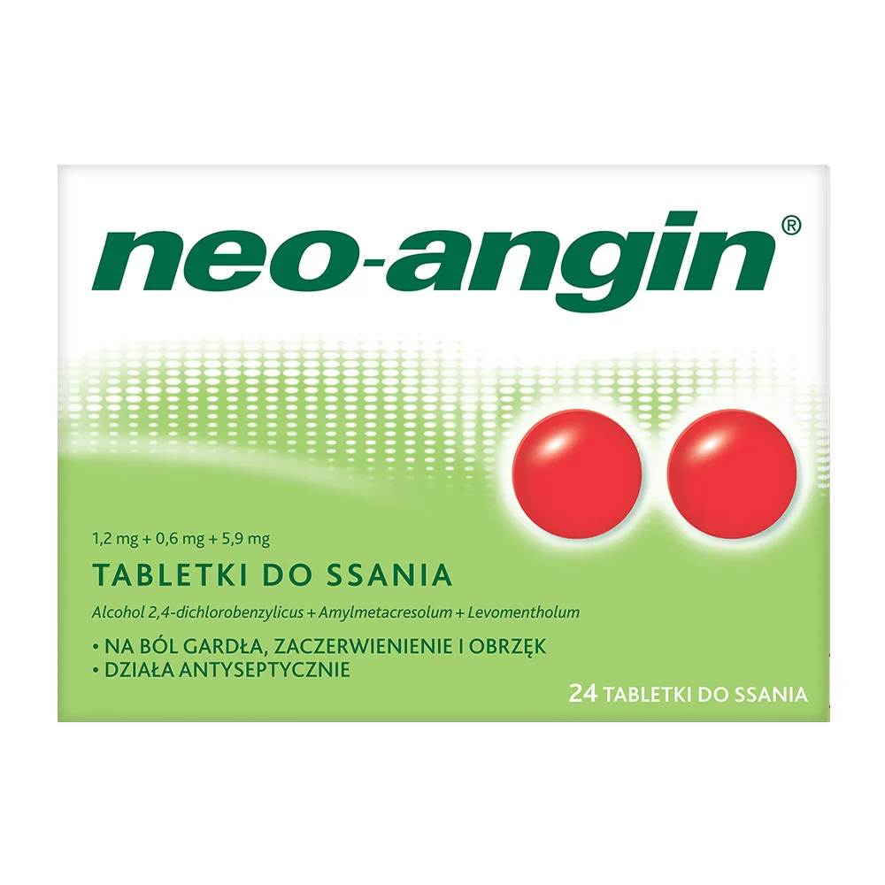 Neo-Angin 1,2 mg + 0,6 mg + 5,9 mg 24 tabletki do ssania