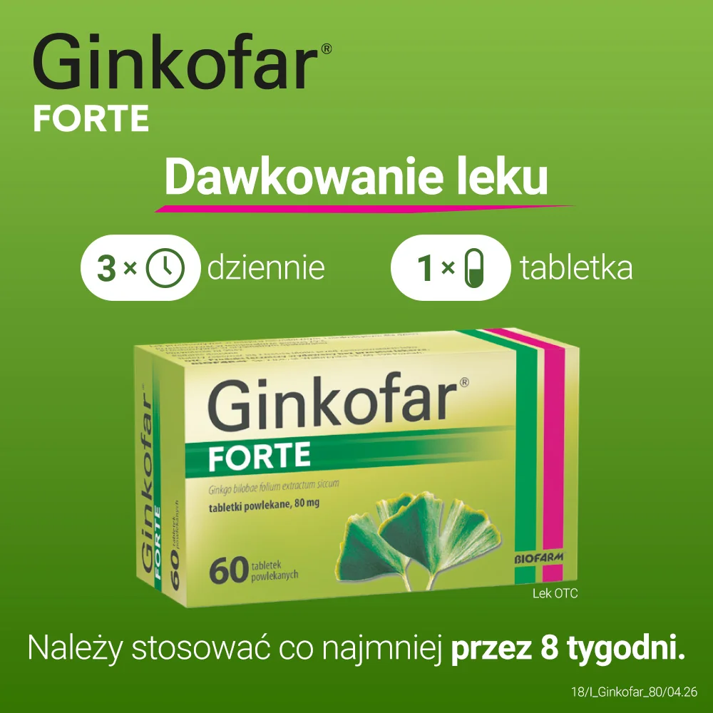 Ginkofar Forte 80 mg, 60 tabletek powlekanych