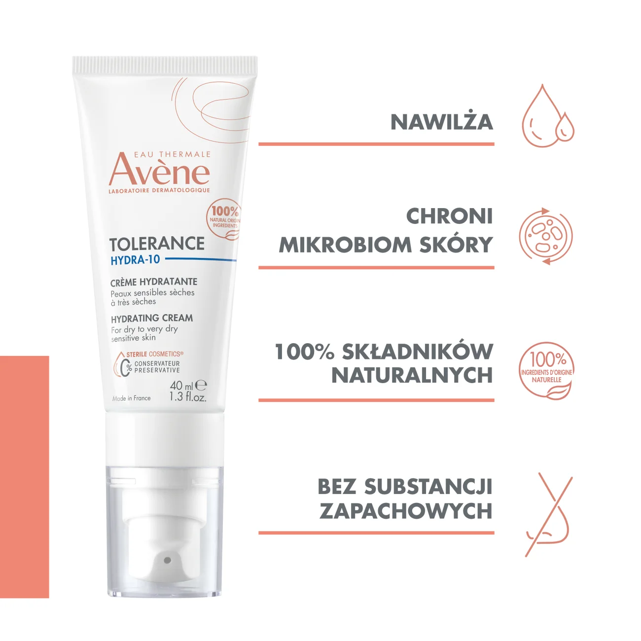 Avène Tolerance Hydra-10 krem nawilżający, 40 ml