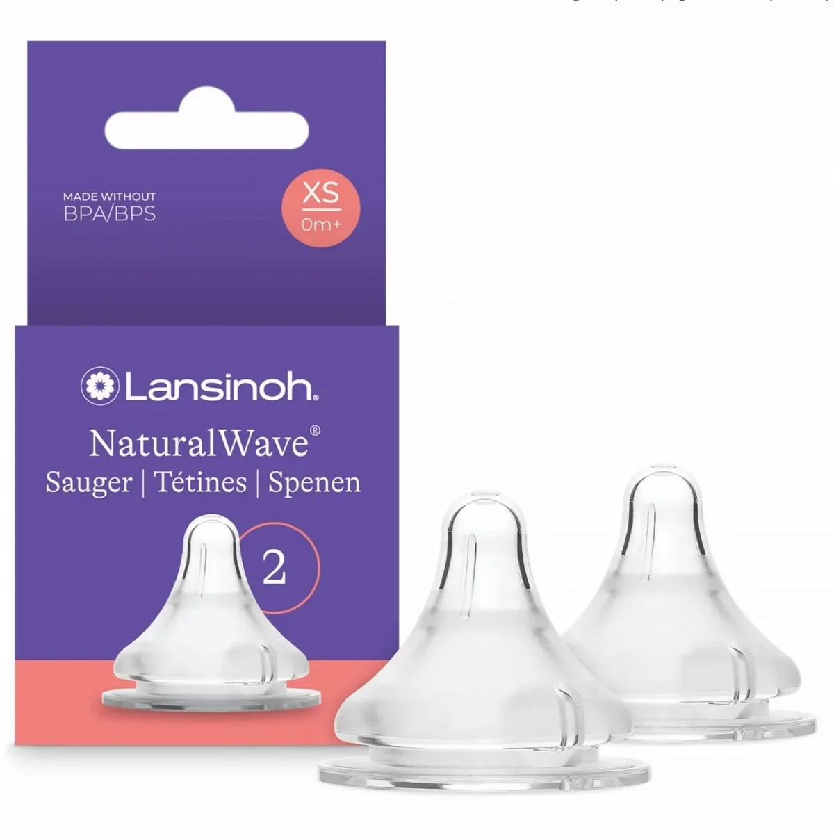 Lansinoh NaturalWave smoczek do butelki, silikonowy, XS, 2 sztuki