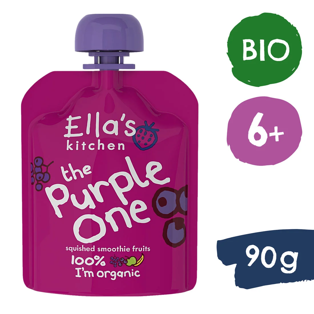 Ella's Kitchen BIO Purple One puree owocowe z czarną porzeczką, 5 x 90 g