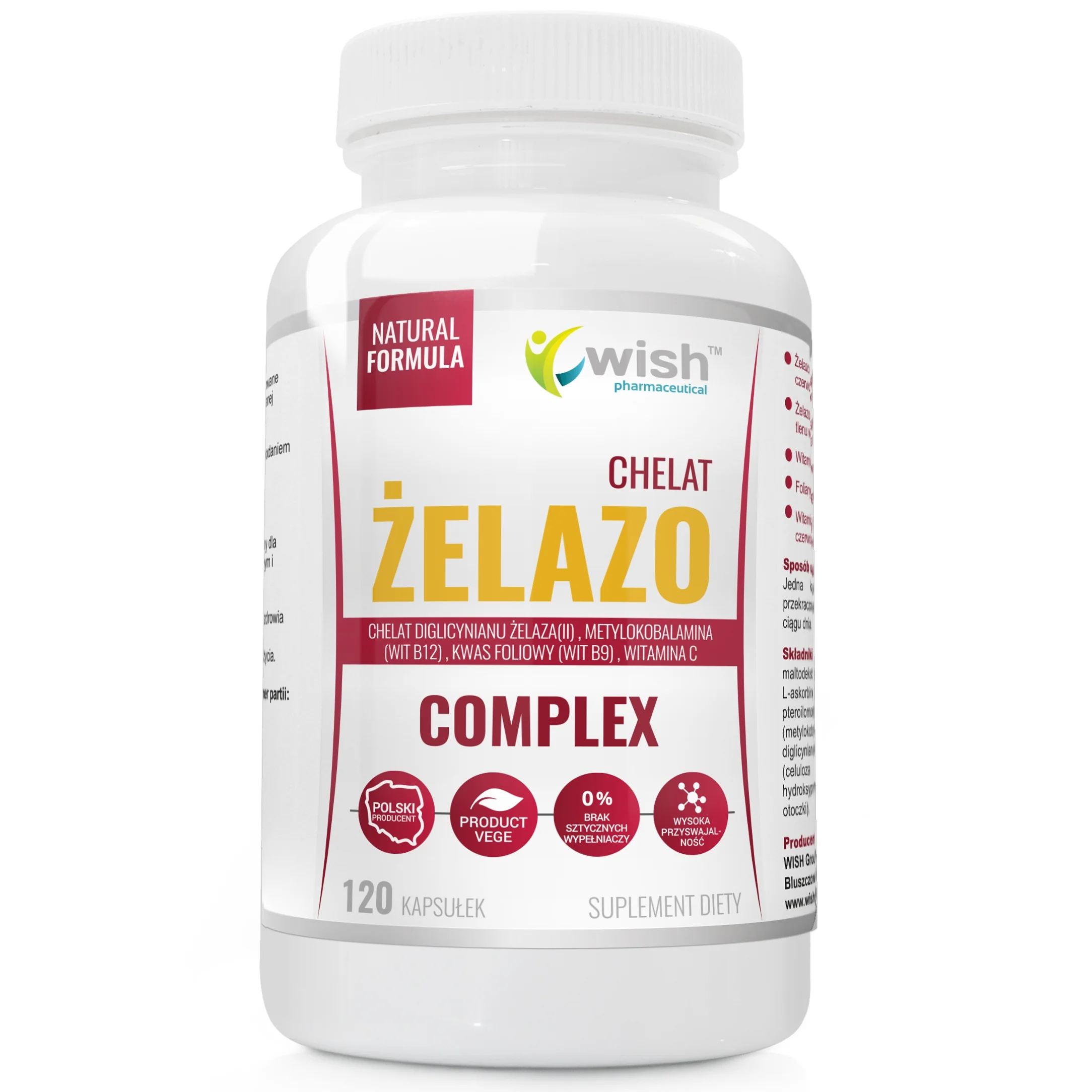 Wish Żelazo Complex Chelat 120 kapsułek