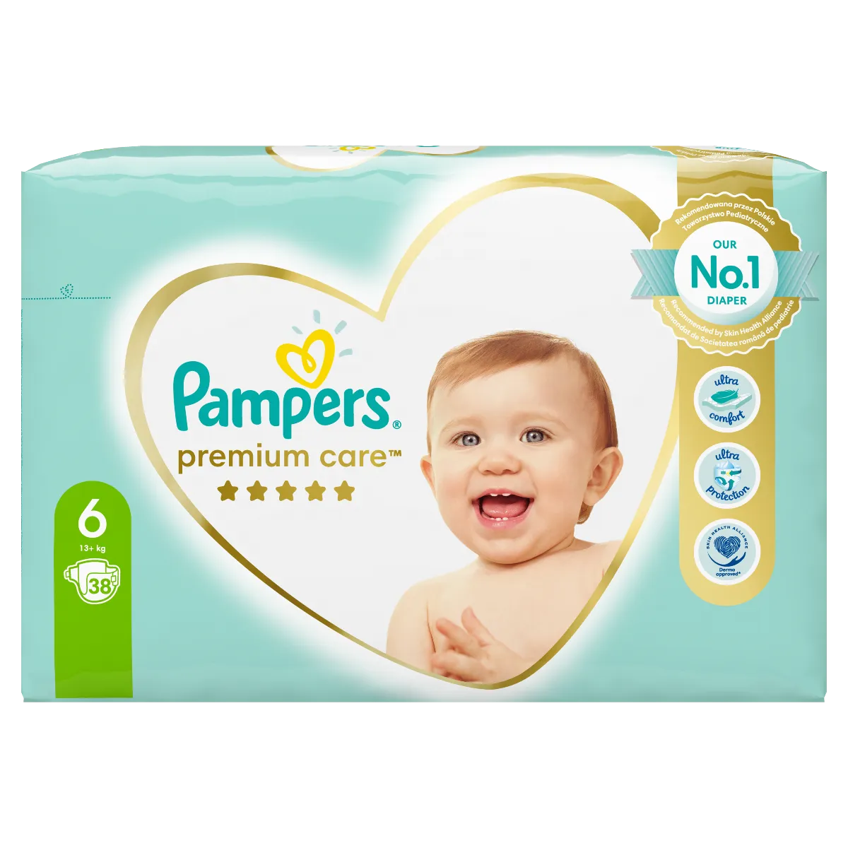 Pampers Premium Care, pieluchy, rozmiar 6, od 13 kg, 38 sztuk 