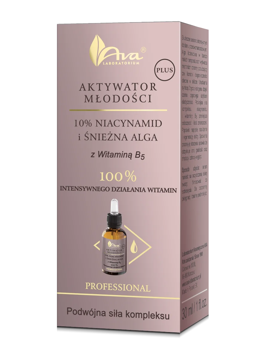 Ava Aktywator Młodości Plus 10% Niacynamid i Śnieżna Alga z Witaminą B5 serum, 30 ml