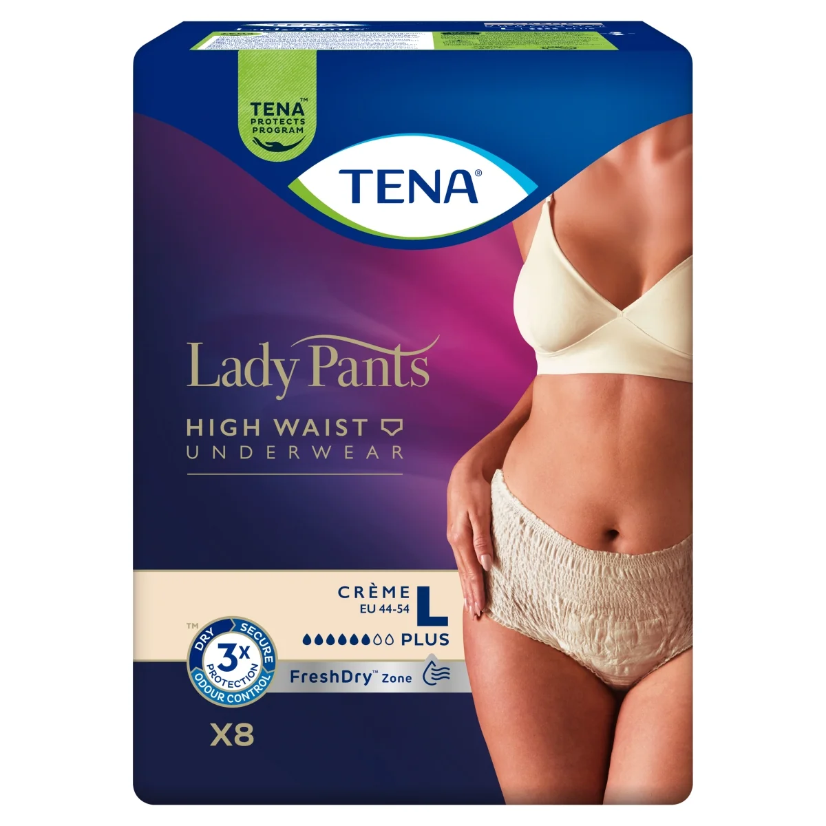 TENA Lady Pants Crème bielizna chłonna Plus L, 8 sztuk