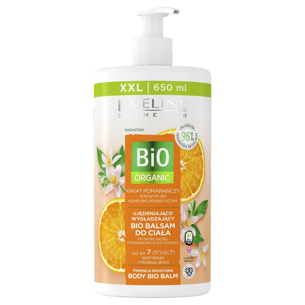 Eveline Bio Organic ujędrniająco-wygładzjący bio balsam do ciała, pomarańcza, 650 ml
