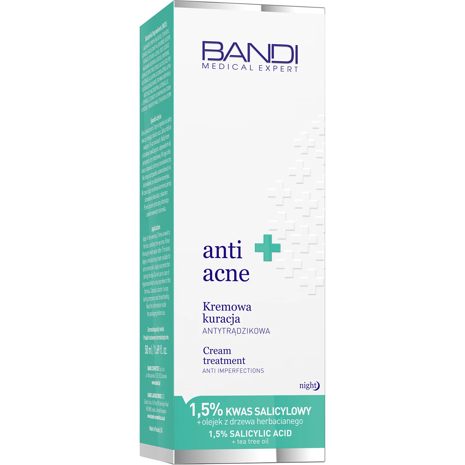 BANDI Medical Expert Anti-Acne kremowa kuracja antytrądzikowa z kwasem salicylowym i olejkiem z drzewa herbacianego, 50 ml