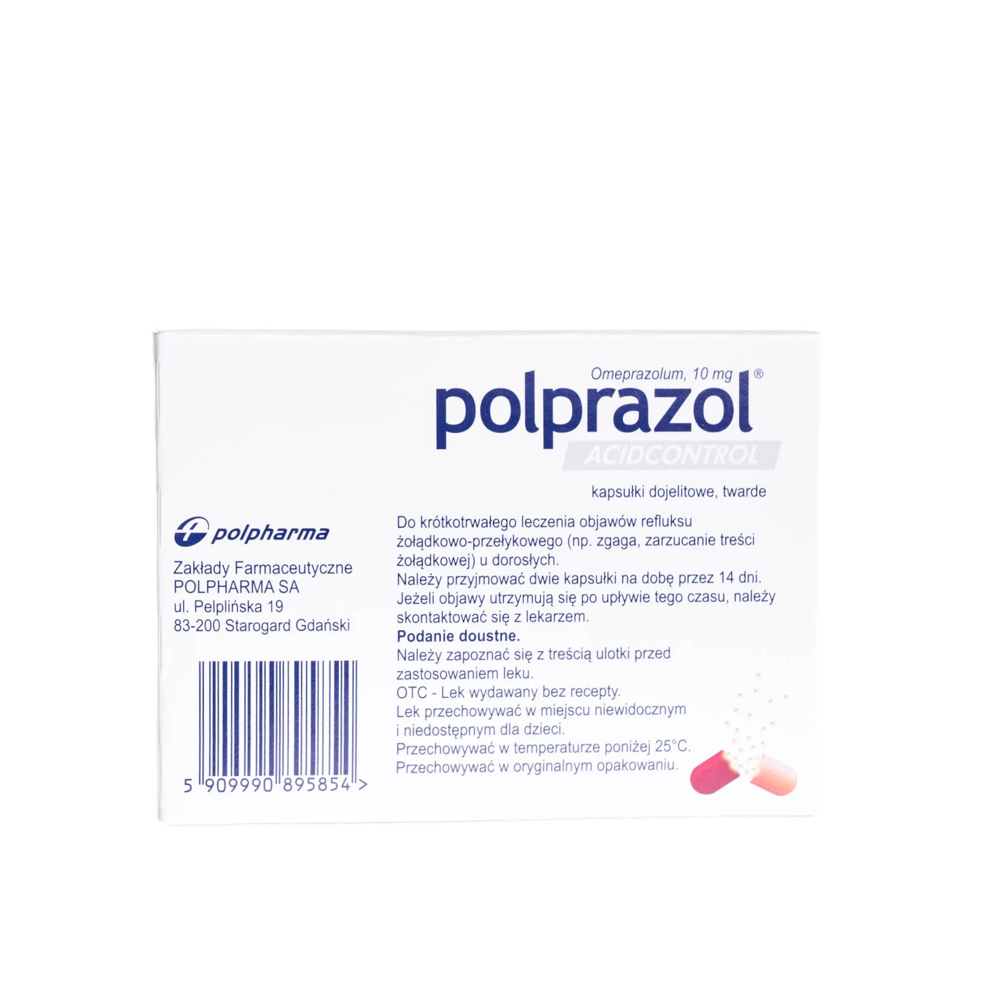 Polprazol Acidcontrol, 10 mg, 14 kapsułek dojelitowych, twardych 
