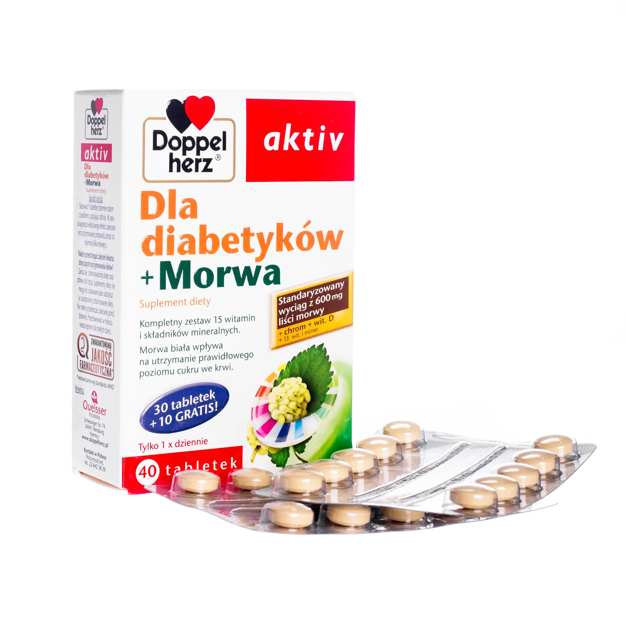 Doppelherz aktiv Dla diabetyków + Morwa, suplement diety 30 + 10 tabletek