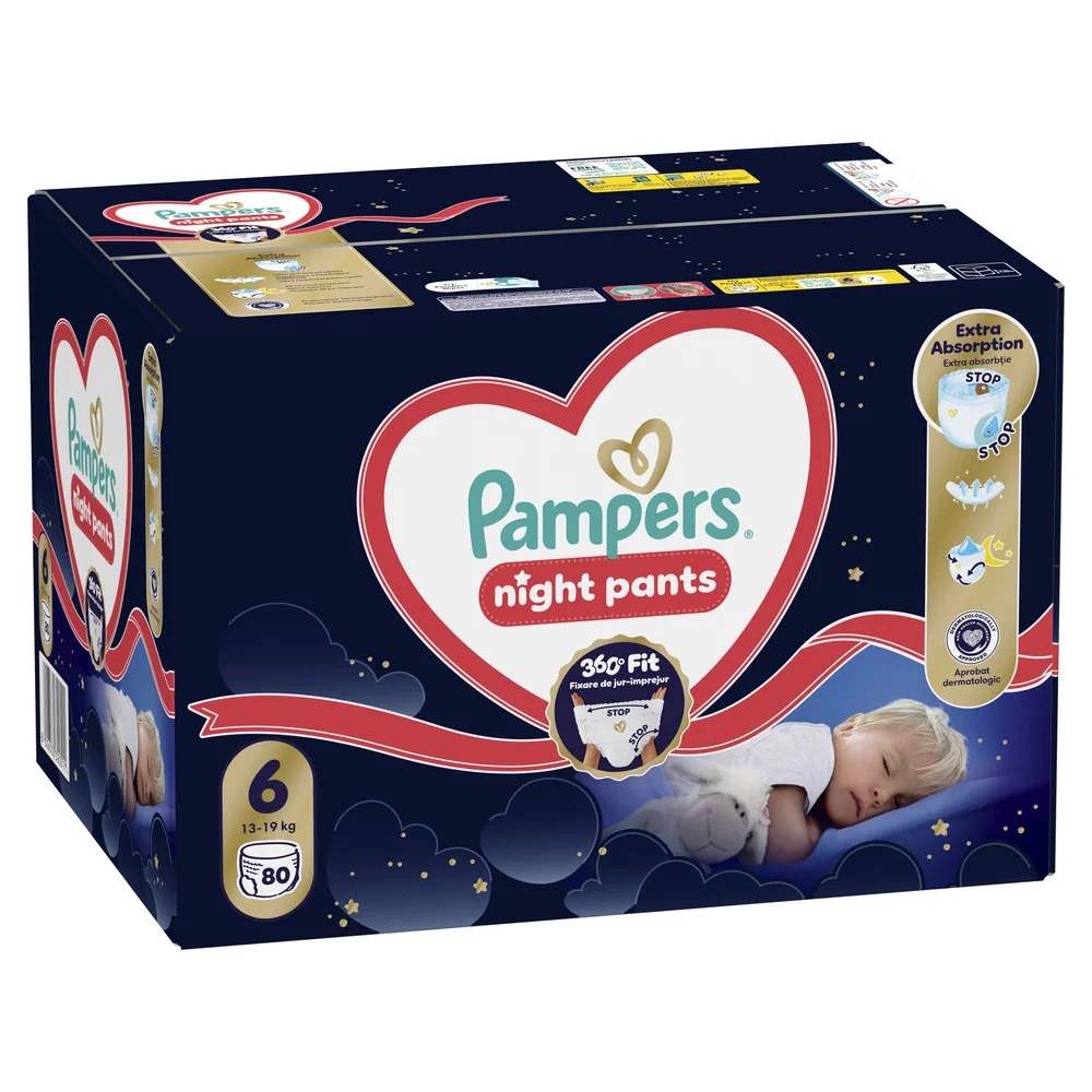 Pampers Night Pants 6 pieluchomajtki, rozmiar 6, 13-19 kg, 80 sztuk