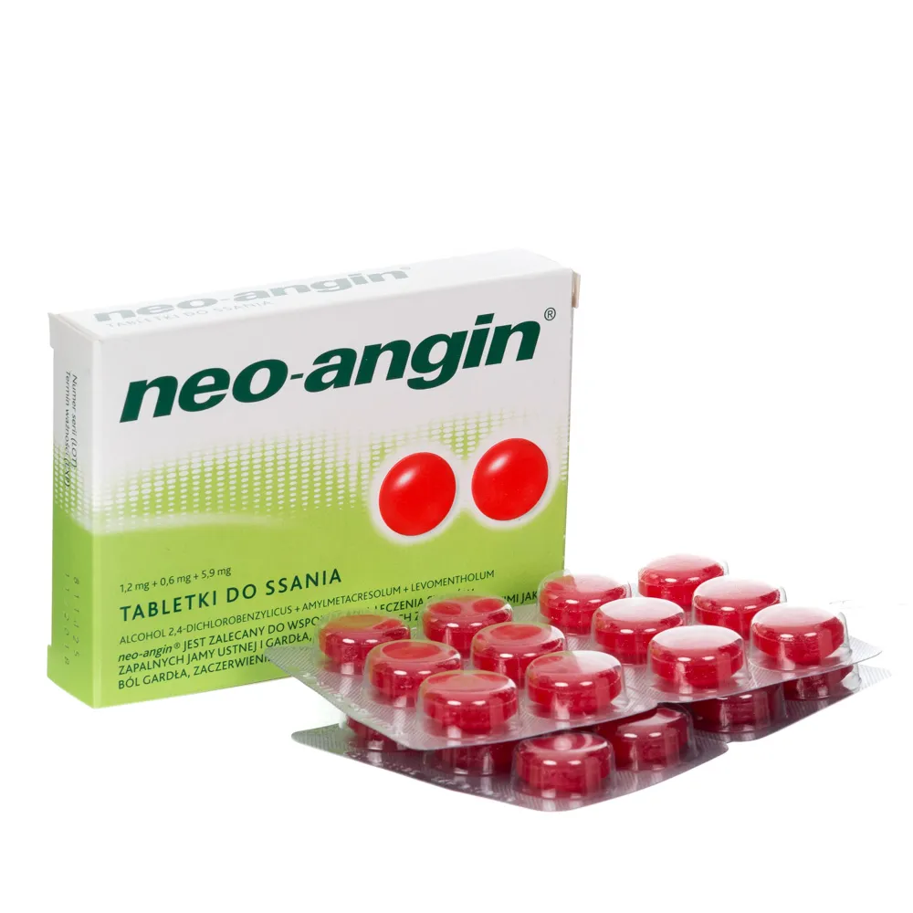 Neo-Angin, 1,2mg+0,6mg+5,9mg, 24 tabletki do ssania