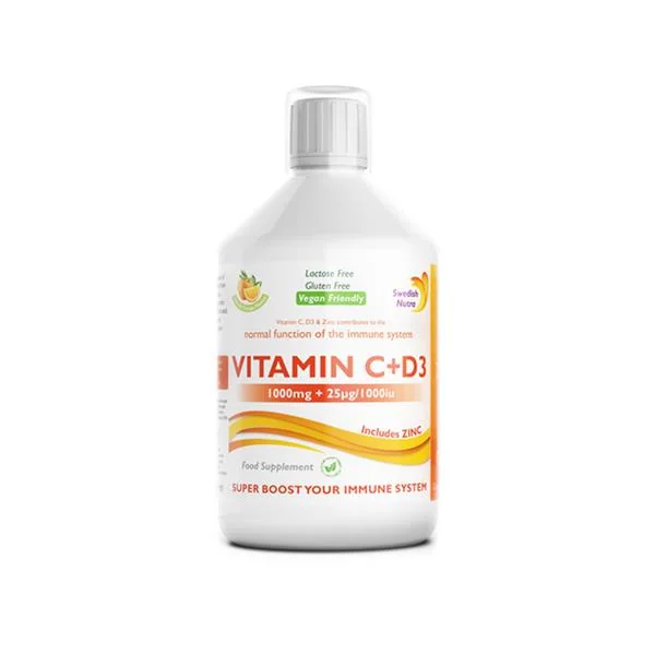 Swedish Nutra Vitamin C+D3 płyn, 500 ml