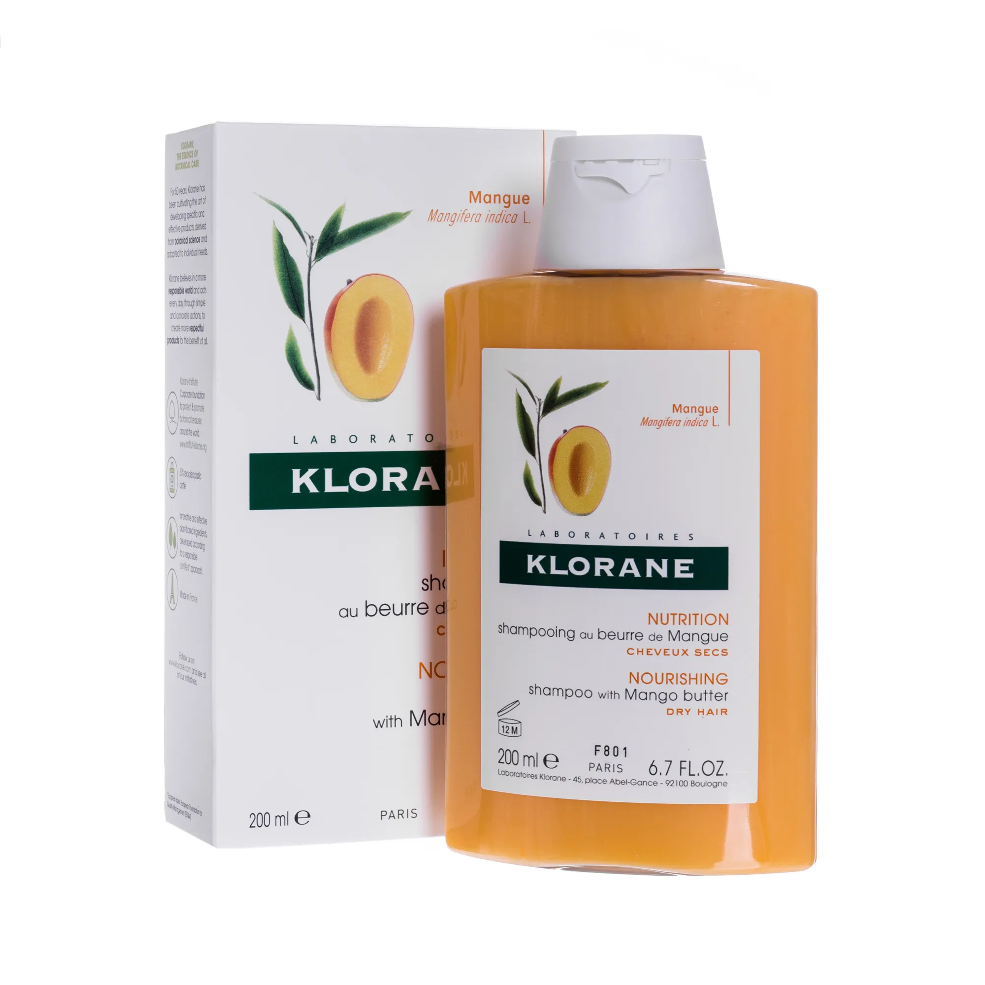 Klorane, szampon na bazie masła mangowego, 200 ml 
