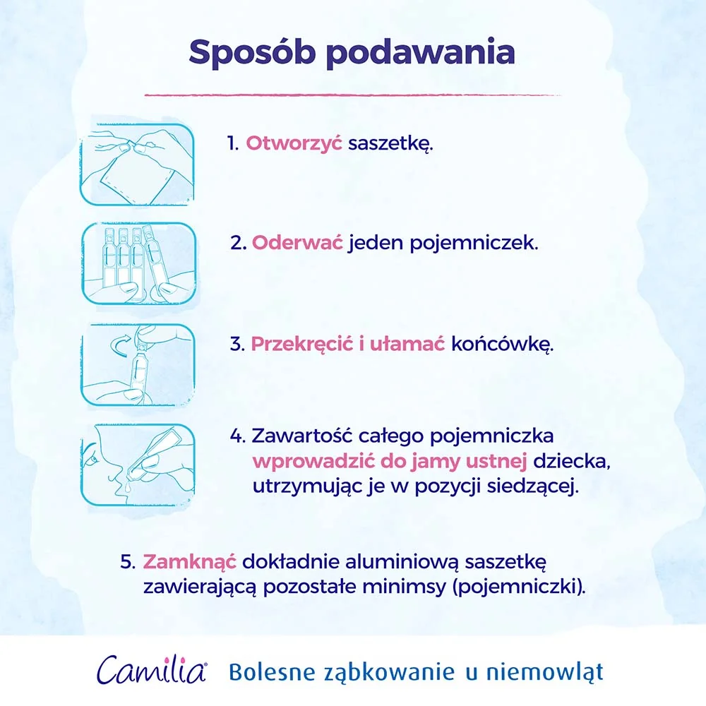 Camilia roztwór doustny na ząbkowanie, 30 pojemników jednodawkowych po 1 ml