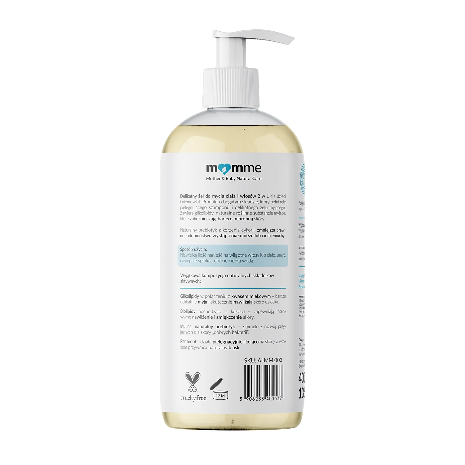 Momme Delikatny żel do mycia 2 w 1 400 ml