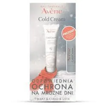 Avene Cold Cream, krem nawilżający ochronny do skóry suchej, 100 ml + pomadka odżywcza do ust, 4 g 